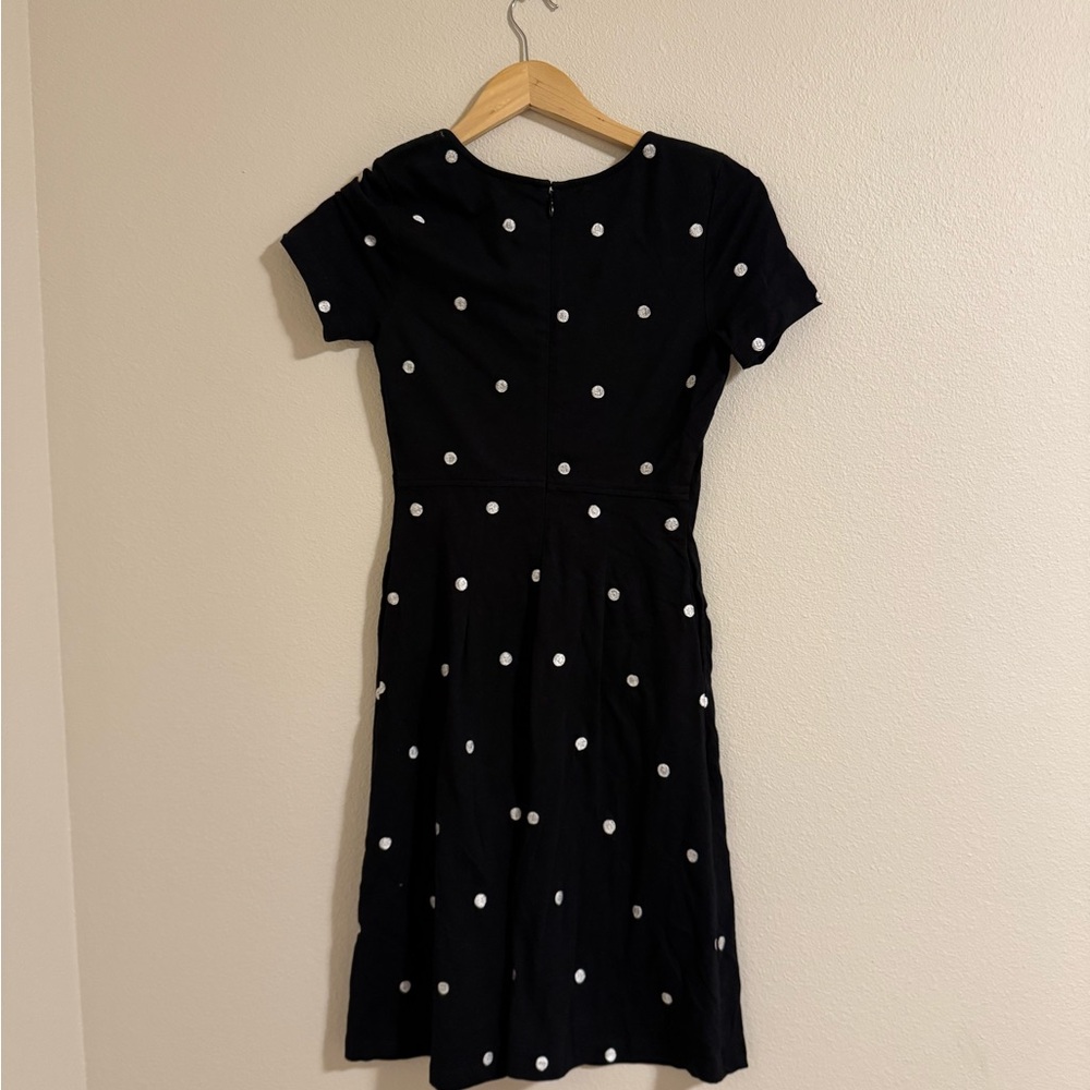 eShakti Black and White Polka Dot Midi Dress - Picture 3 of 3